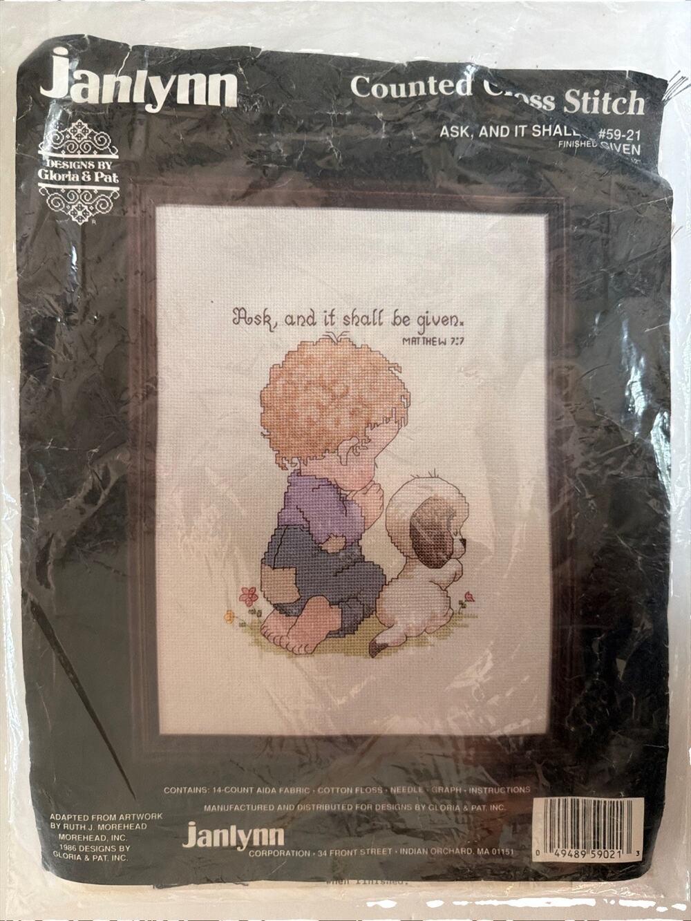Janlynn 59-21 Cross Stitch Kit Ask and it Shall be Given Matthew 7:7 9"x12" 1986